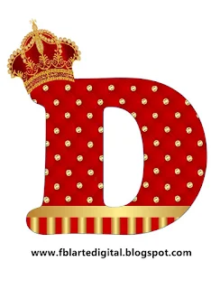 Abecedario Realeza con Corona Rojo y Dorado. Red and Gold Free Printable Alphabet with Crowns.