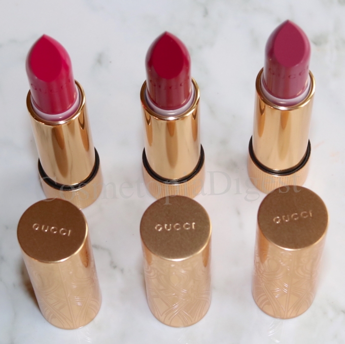 Part one of my review and swatches of the Gucci Rouge a Levres Satin Lipsticks for Summer 2019 features bold and bright shades