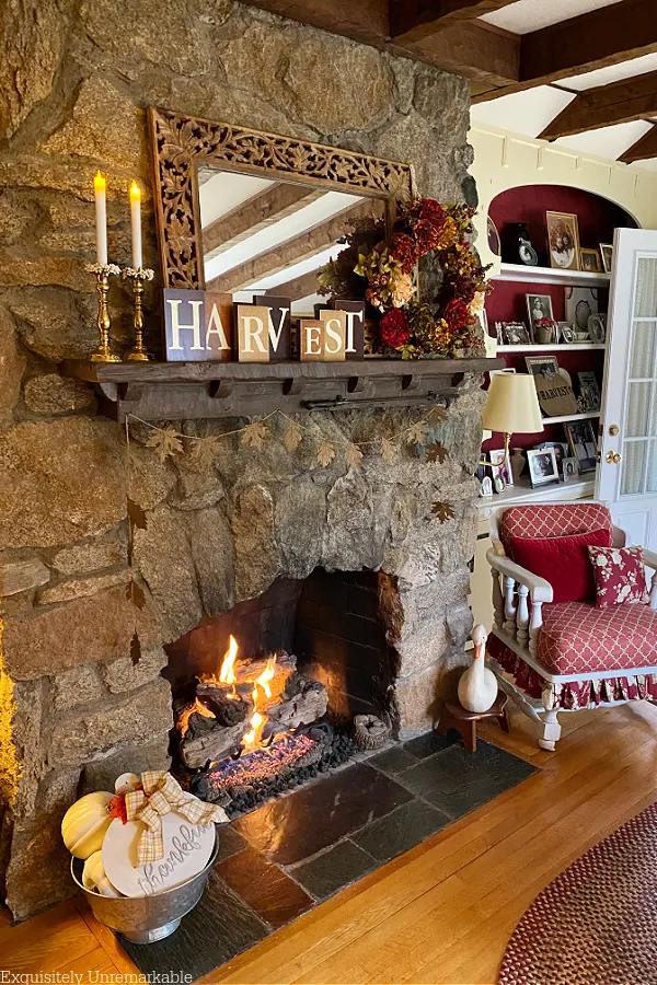 Cottage Style Fall Living Room Mantel