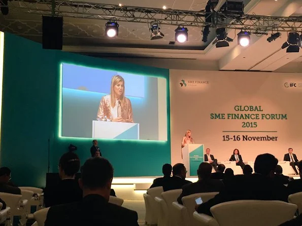 Queen Maxima of the Netherlands attends the official opening of the "Global SME Finance Forum 2015" on November 15, 2015 in Antalya, Turkey.