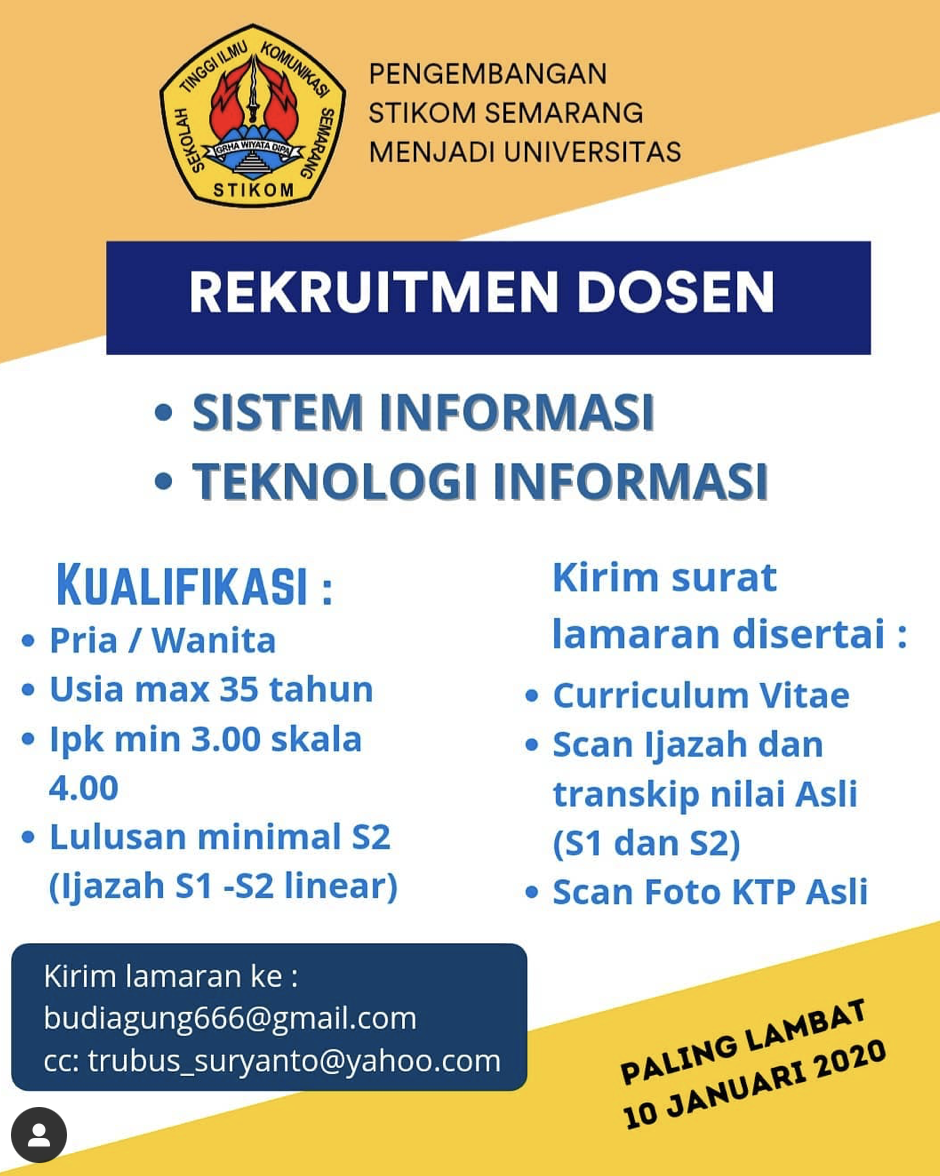 Lowongan Dosen Januari 2021 (Update) Lowongan Kerja dan