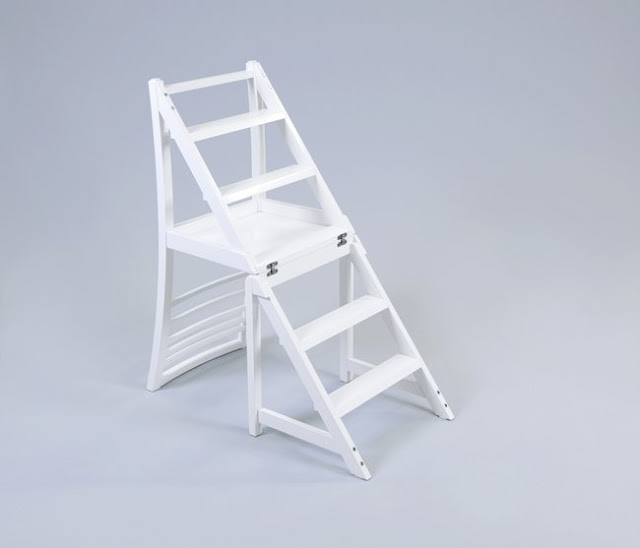 Very practical 2-in-1 Purpose transforming ladder chair for kitchen and library use