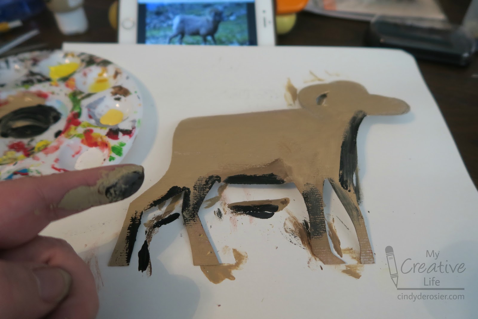 Cindy deRosier My Creative Life Painted Chipboard Bighorn Sheep