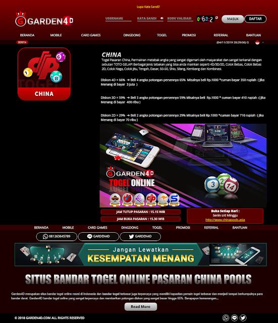 Bandar Togel Pasaran China Togel Online Garden4D