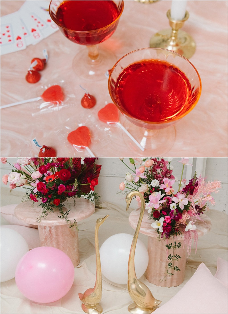 A Valentine's Day Party For Two - a stunning, creative party  to celebrate in a low-key way, for a small wedding, or bridal shower event! via @BirdsParty BirdsParty.com #valentinesday #valentinesdaywedding #wedding #pinkbridalshower #pinkwedding