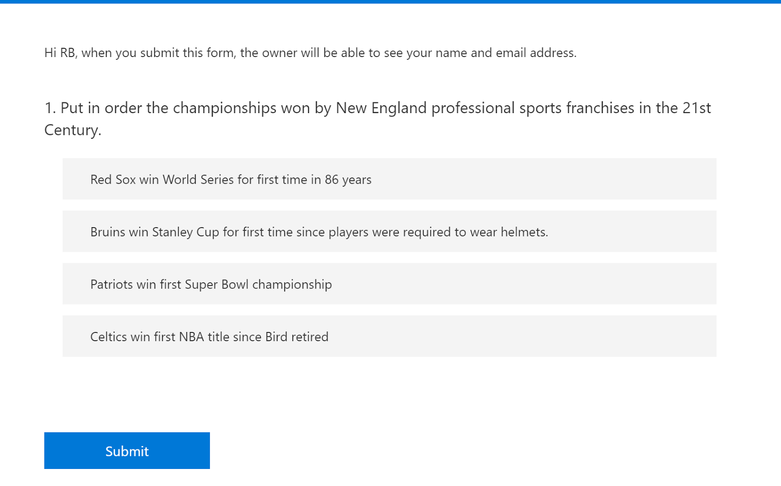Free Technology for Teachers Ranked Responses New Microsoft Forms