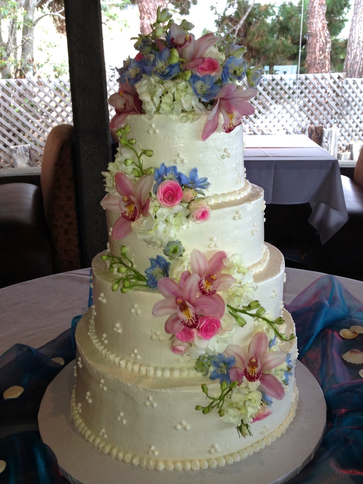 Plumeria Cake Studio Cascading Flowers Buttercream Wedding Cake