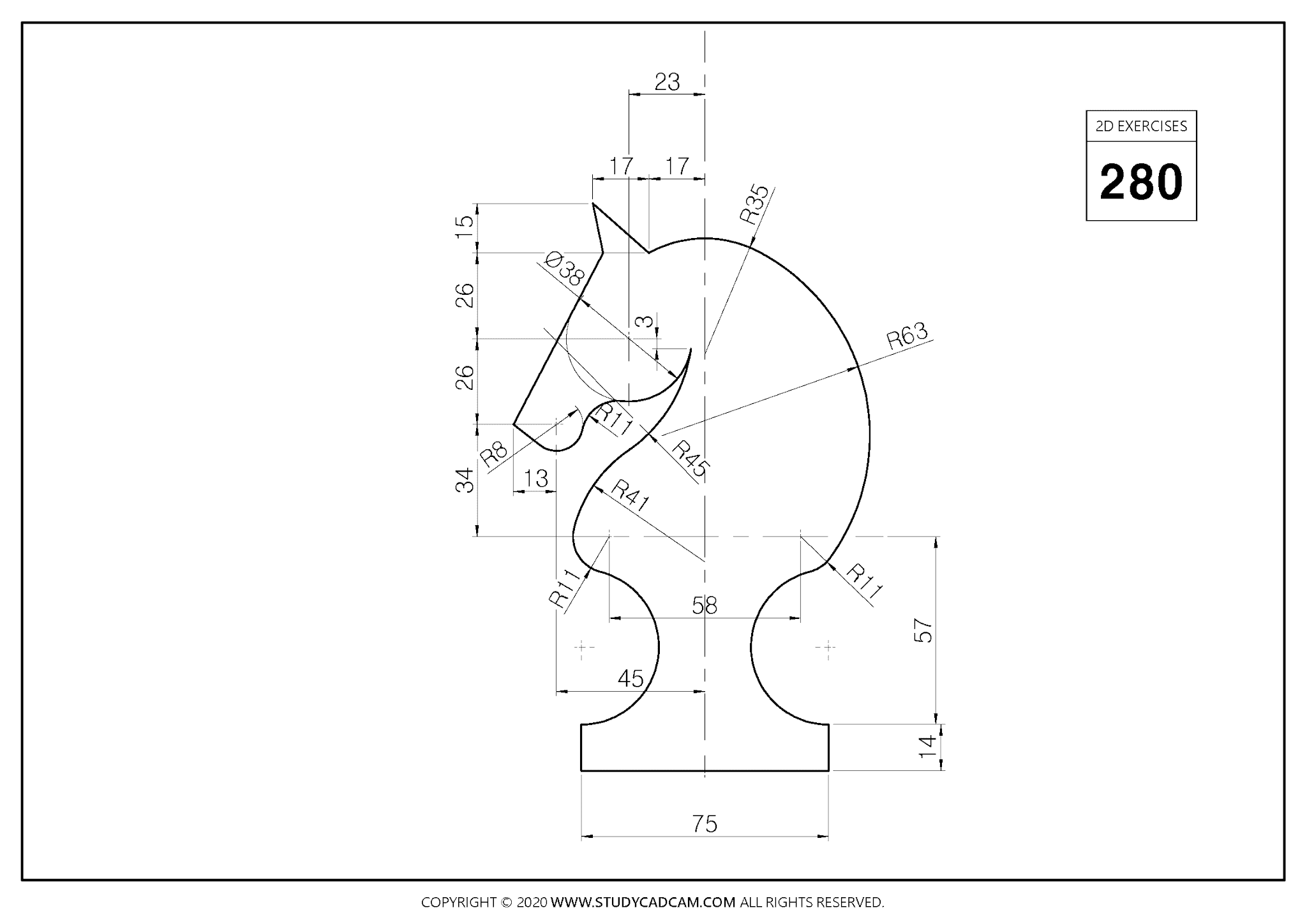 2D CAD EXERCISES 280 - STUDYCADCAM