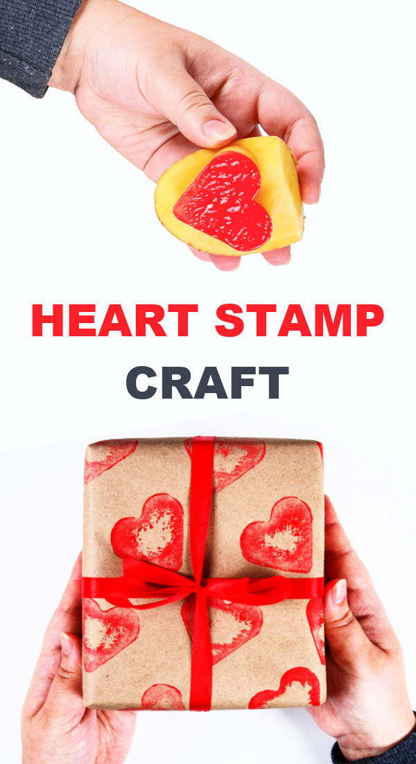 Make heart stamps for kids using cookie cutters and potatoes! #valentinecraft #valentinesday #valentinesdaycraftsforkids #potatostampart #heartcraftsforkids #growingajeweledrose #activitiesforkids
