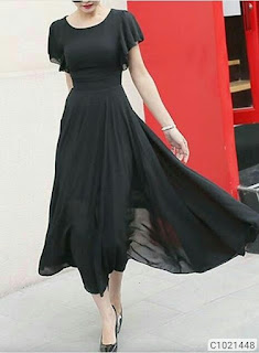 Women's Georgette Solid Maxi Dresses