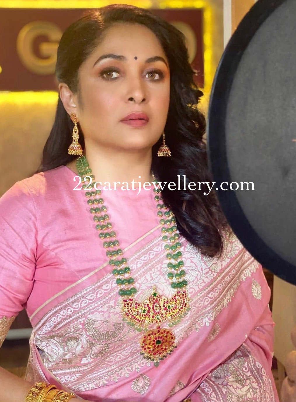 Ramya Krishna in Beads long Chain Jewellery Designs