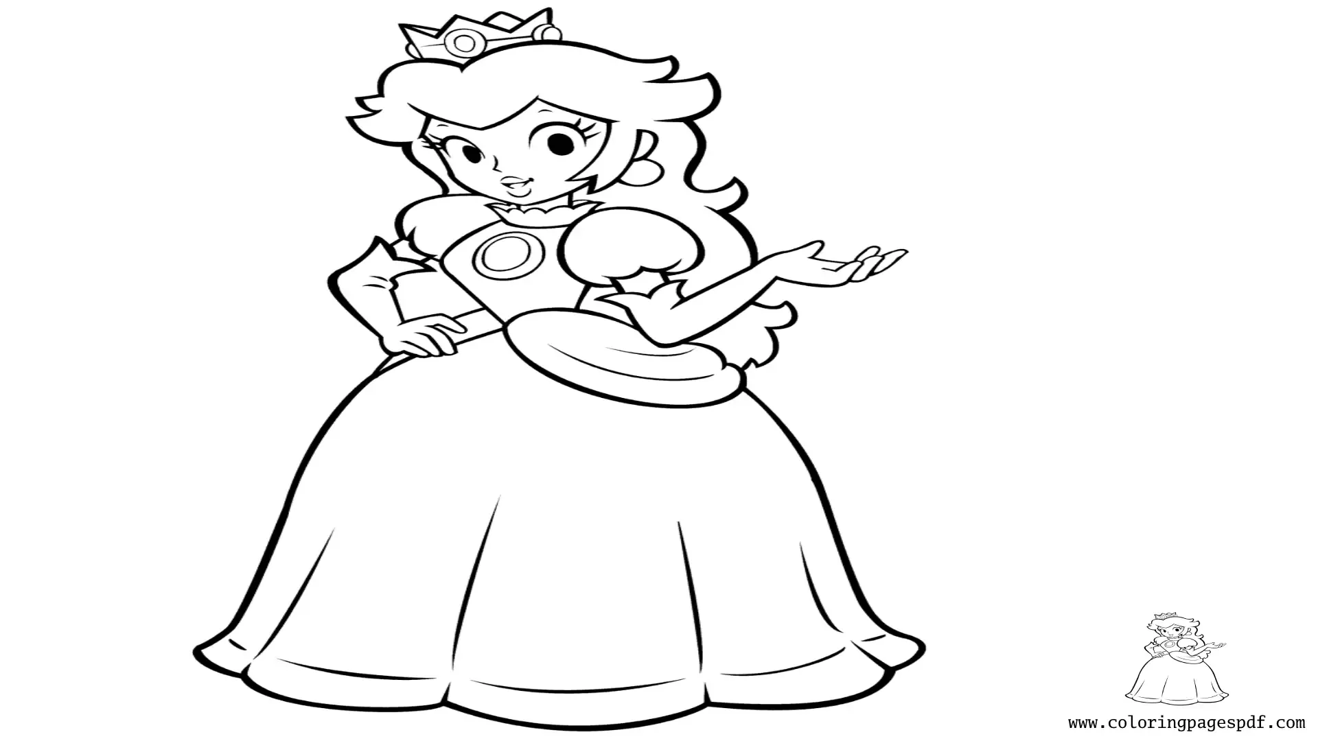 Coloring Page Of Princess Peach Smiling