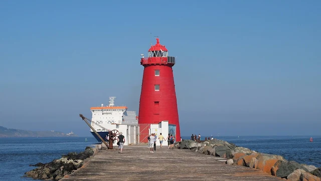 Poolbeg Lighthouse Walk along Great South Wall from Sandymount Strand in Dublin