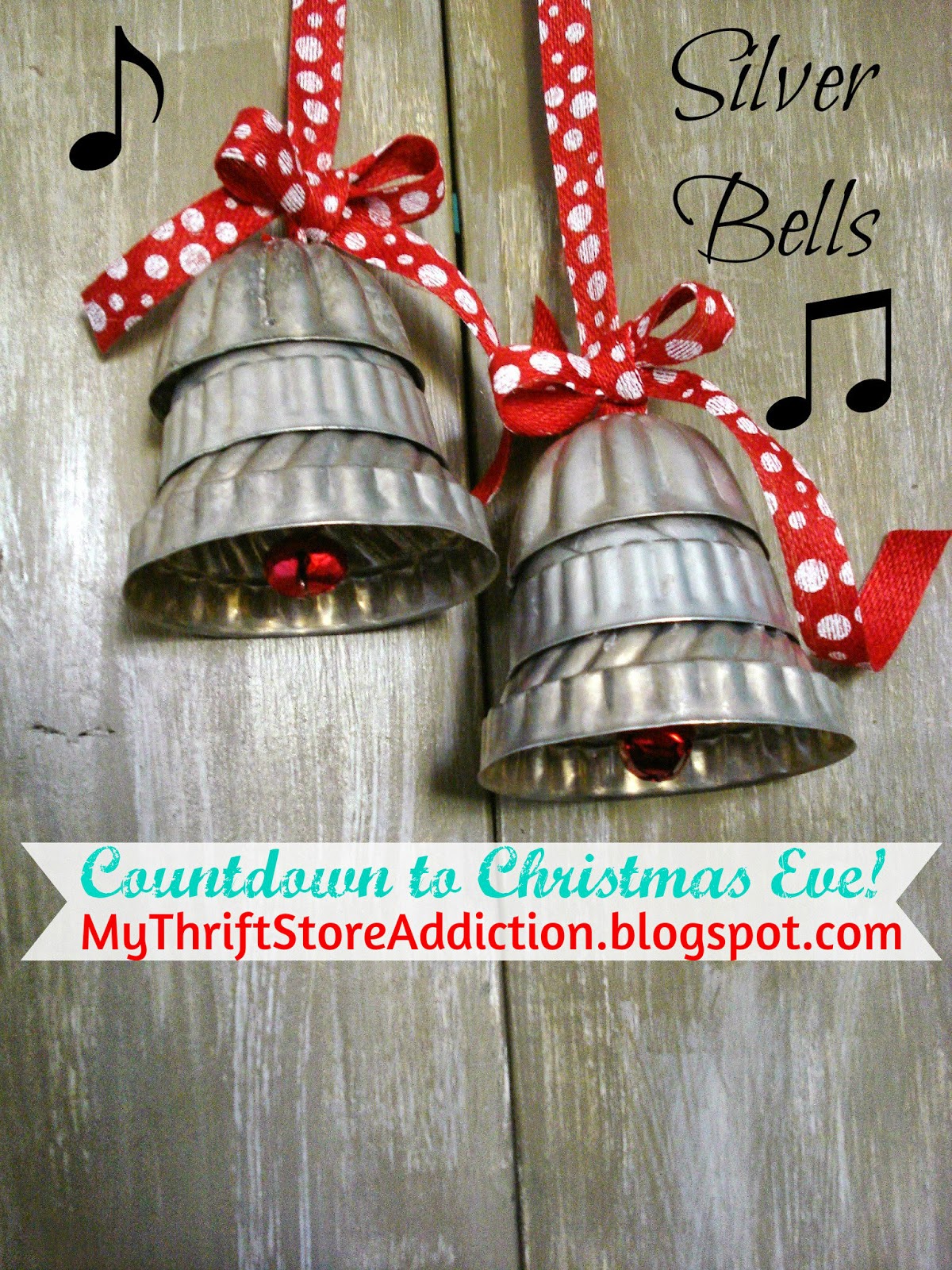 Repurposed mini jello mold silver bells!