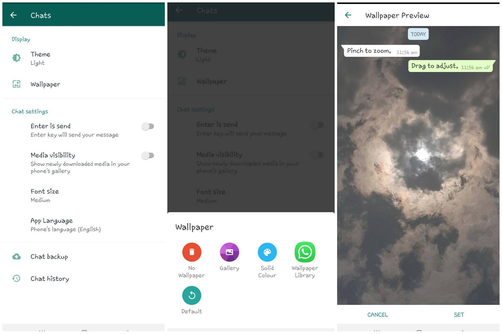 Set custom photo on WhatsApp wallpaper Set custom photo on WhatsApp wallpaper