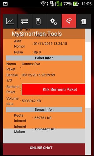 cek masa aktif sisa kuota pulsa mifi