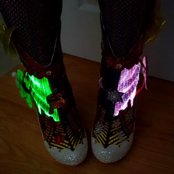 changing flashing light festive ankle boots