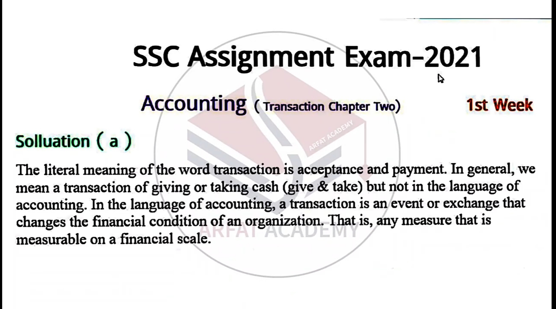 accounting assignment ssc 2021 4th week