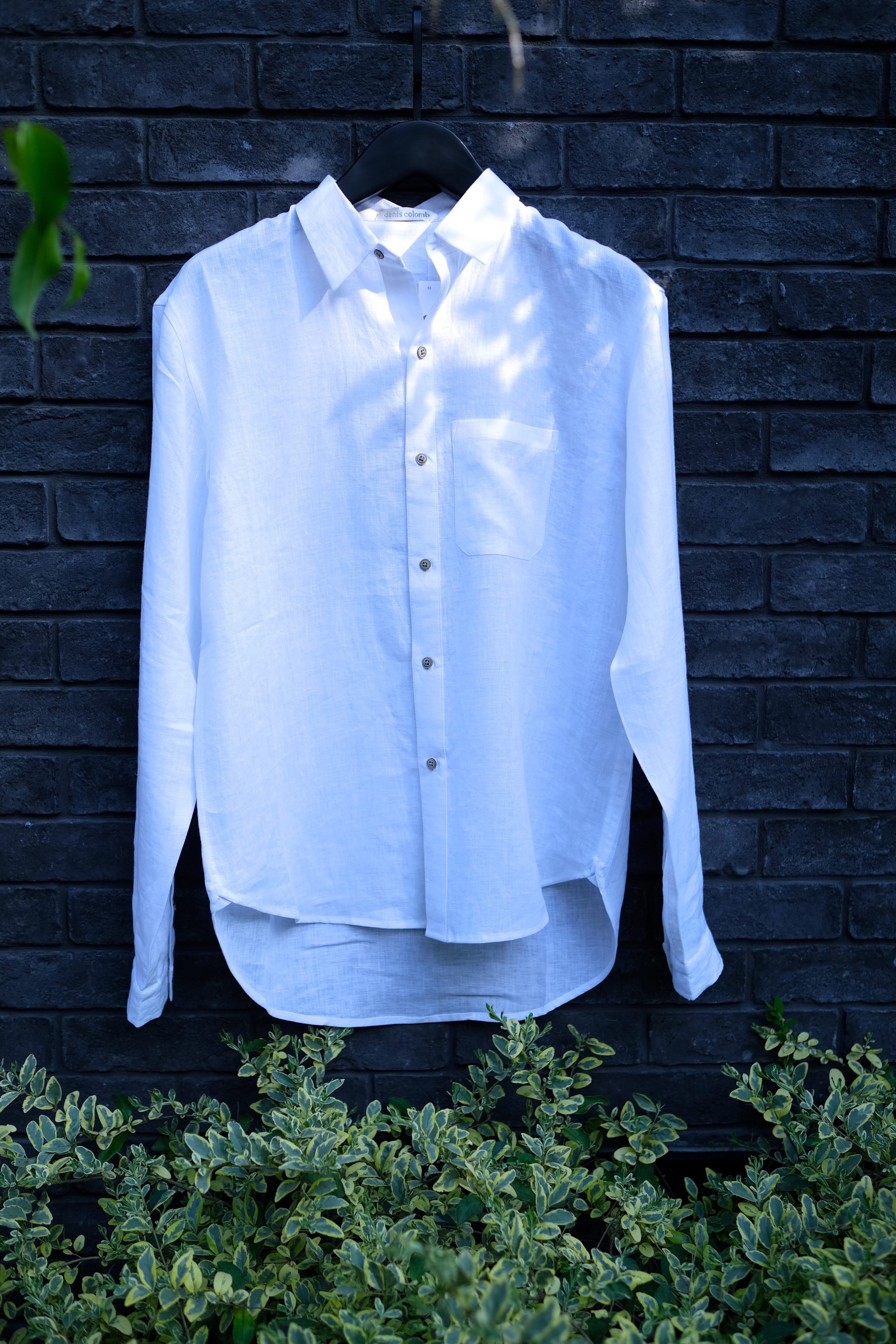 Denis Colomb ノーカラーリネン＆カシミアシャツ | www