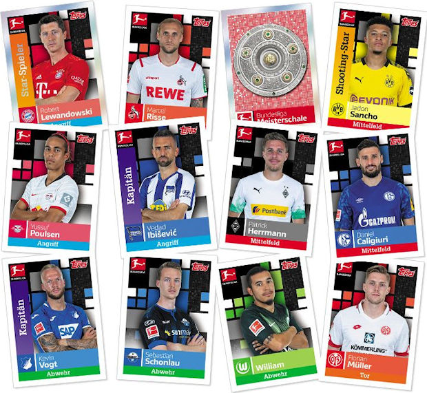 Topps Bundesliga Sticker 2019/2020  20 Tüten 100 Sticker  19/20