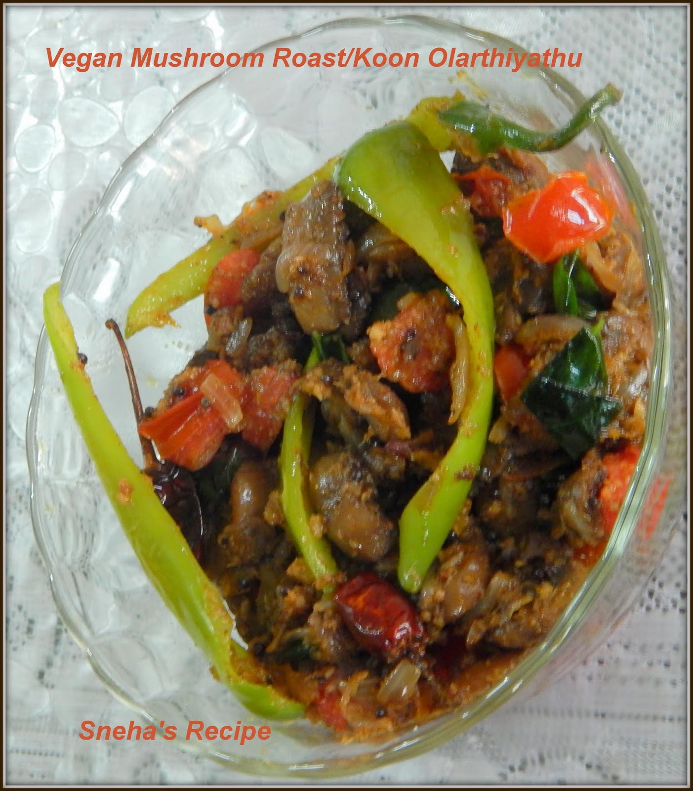 Vegan Mushroom Roast/Koon Olarthiyathu Kerala Style Sneha's Recipe