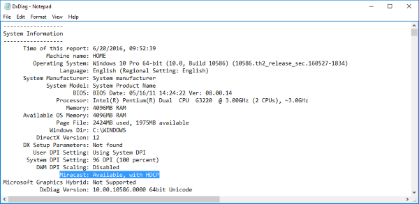 Miracast en Windows 10