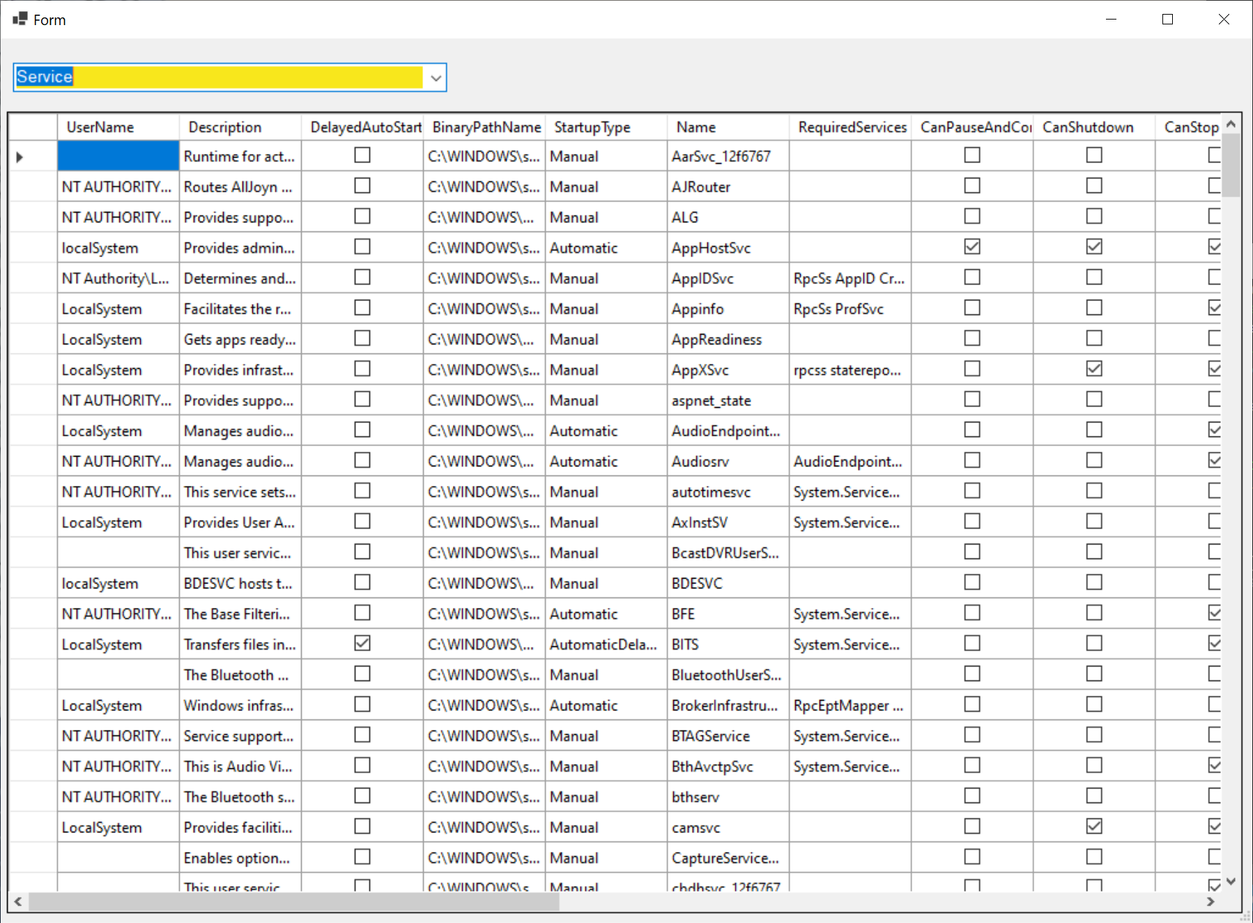Chuanshuoge powershell 30 UI 3 comboBox, dataGridView