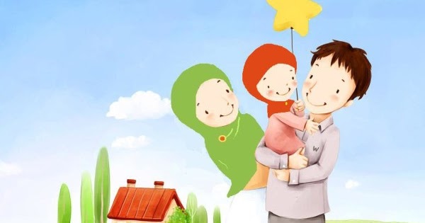 Gambar ibu dan anak kartun muslimah