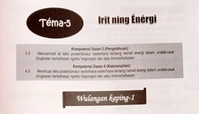 Bahasa Indramayu Tema 5 - Irit Energi