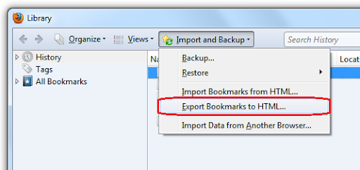 Export Firefox bookmarks