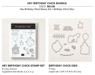 Cute dies and stamps from the Stampin' Up! Hey Birthday Chick Bundle from Stampin' Up!