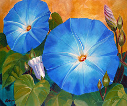 morning glories flowers glory paintings watercolor oil acrylic print prints bright sky summer janet zeh