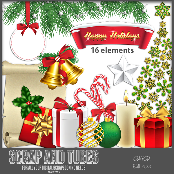 NEW in Stores > Christmas Elements 2 (FS/CU4CU) Scrap and Tubes Designs
