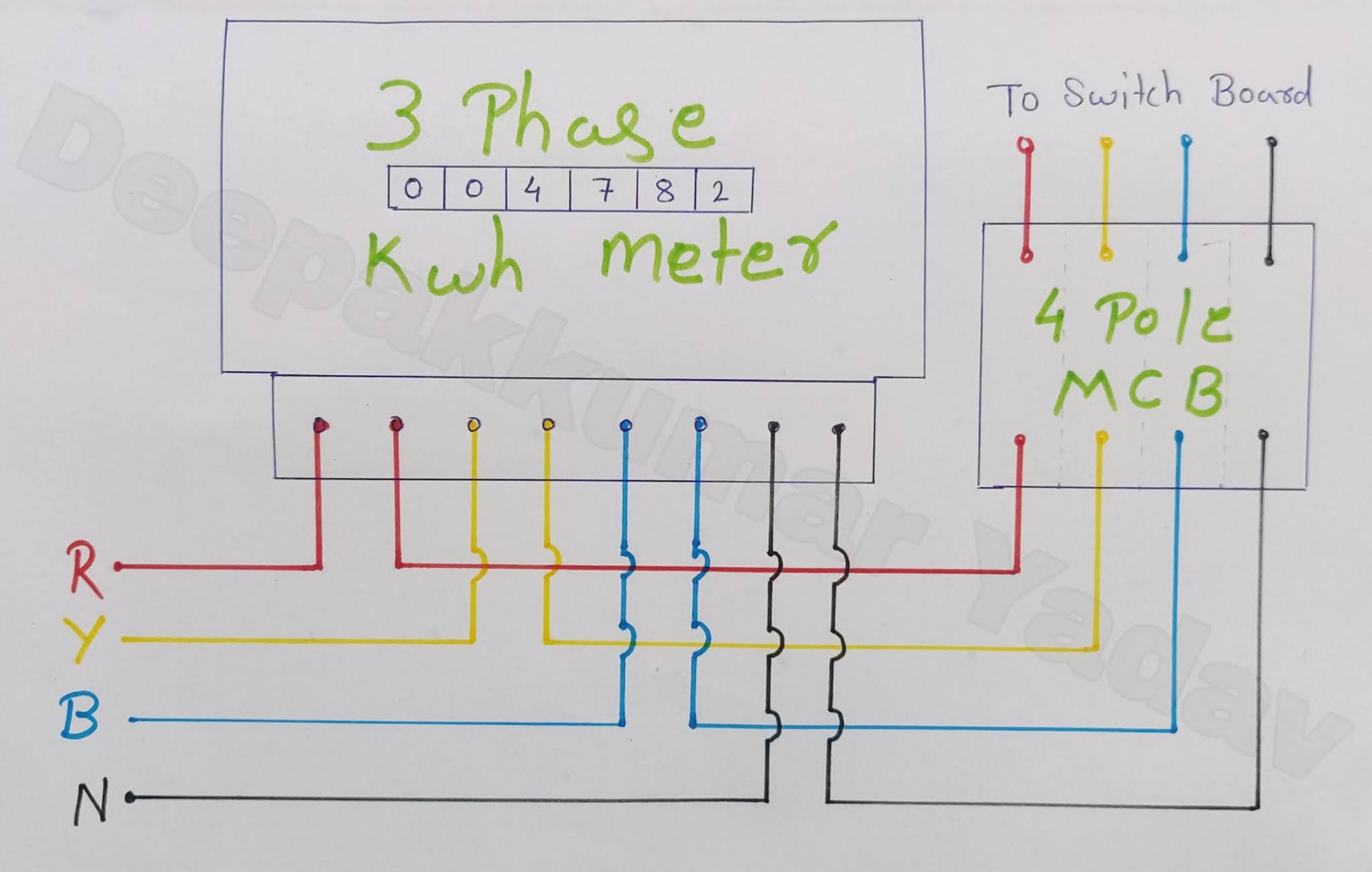 3 Phase Energy Meter Wiring Connection, Energy Meter Wiring Diagram