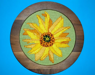Finished sunflower needlepoint