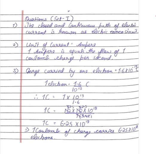 Class 10 Physics Chapter 12 Electricity Handwritten NCERT Answers