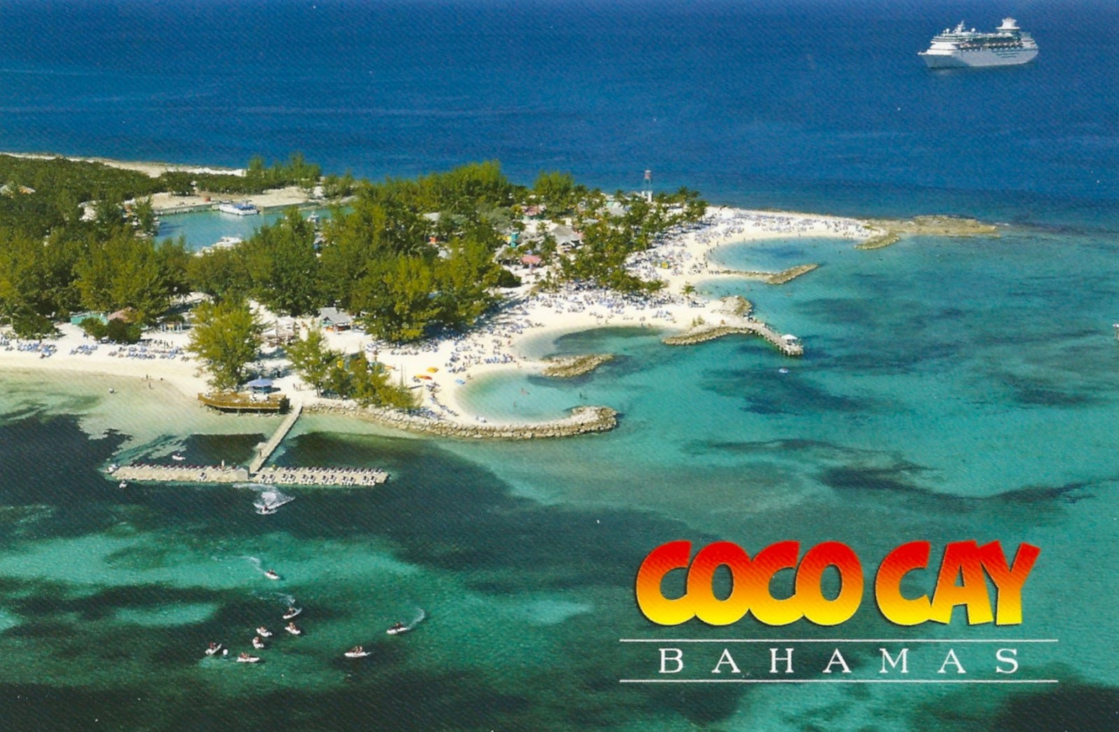 Coco Bahamas Cay Aerial Island Views 9teen87 Postcards Caribbean Royal Beac...