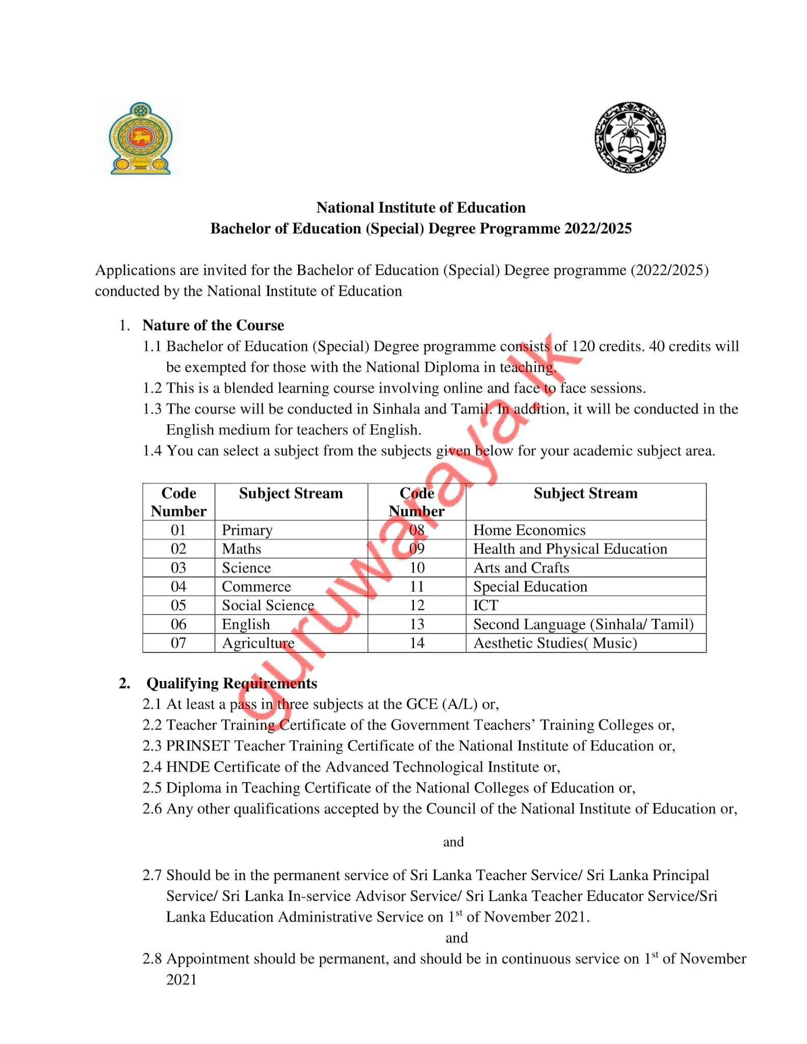 BEd Degree 2022 / 2025 NIE Teacher