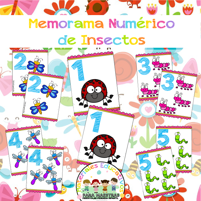 Juego De Memorama Numérico De Insectos Materiales Educativos Para