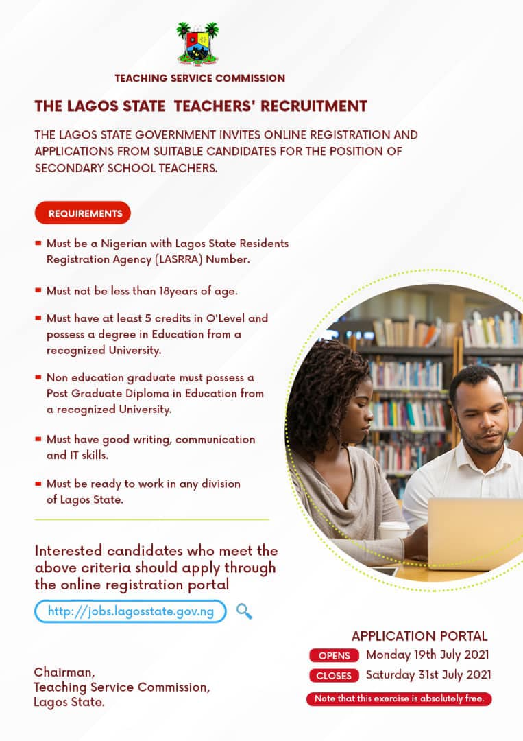 Lagos State Teacher's Recruitment Form 2021