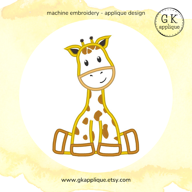 GK0462 - Giraffe applique design for your embroidery machine