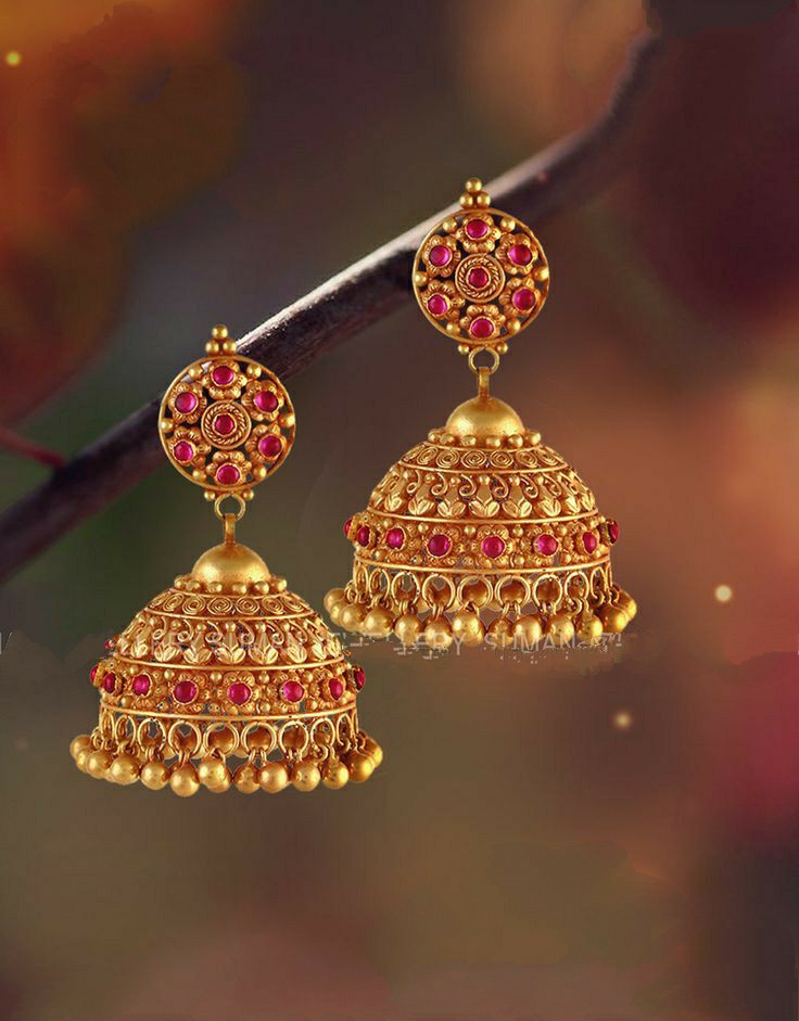 Golden jhumkaa earrings
