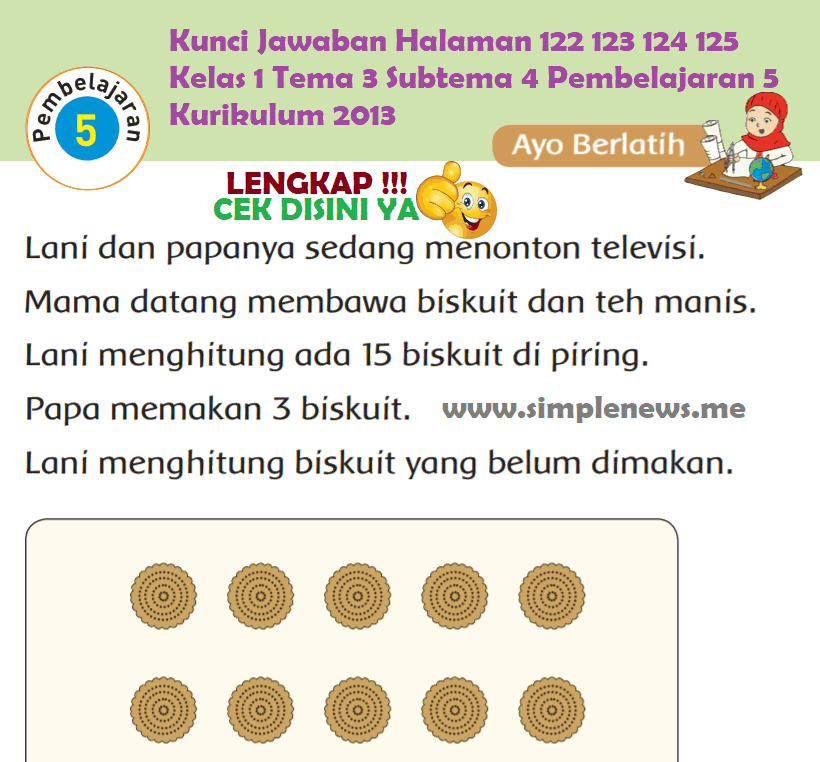 Kunci Jawaban Halaman 122 123 124 125 Kelas 1 Tema 3 Subtema 4 Pembelajaran 5 Kurikulum 2013 www.simplenews.me