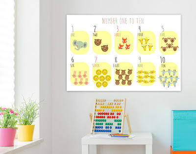 Mama Love Print Printable - 1 to 10 數字早教掛牆圖動物篇 Numbers 1 to 10 Poster with Animals  Free Download Freebies Printable