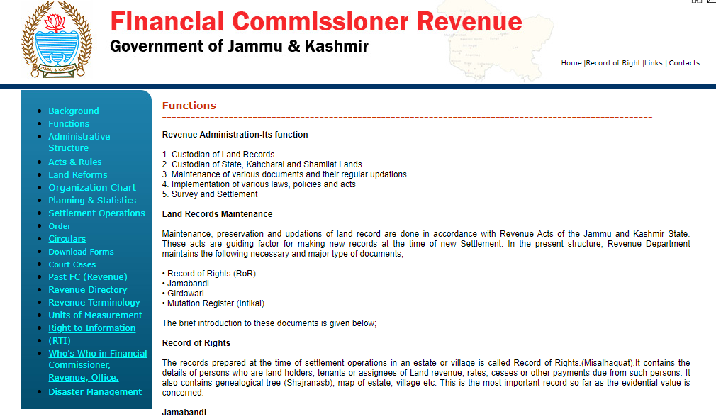 jammu and kashmir land record