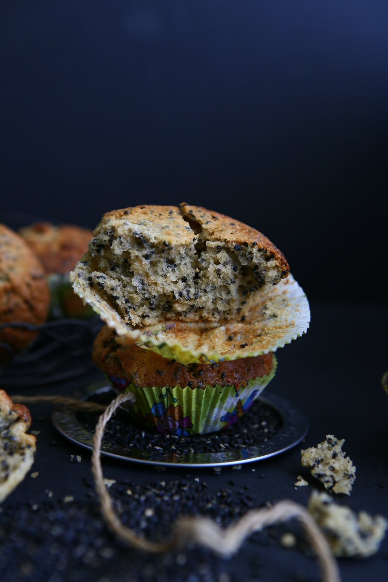 Black Sesame Spelt Muffins