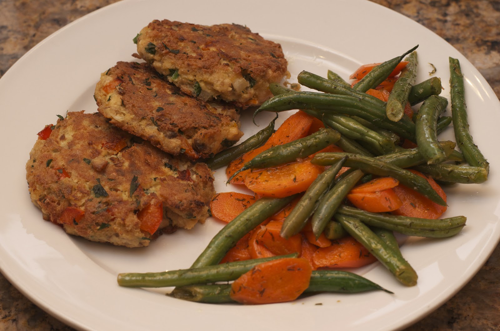 Organically Paleo Salmon Cakes with Dill Lemon Vegetables