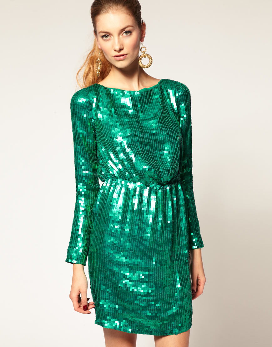 Wear + Tear: ASOS green sequin dress