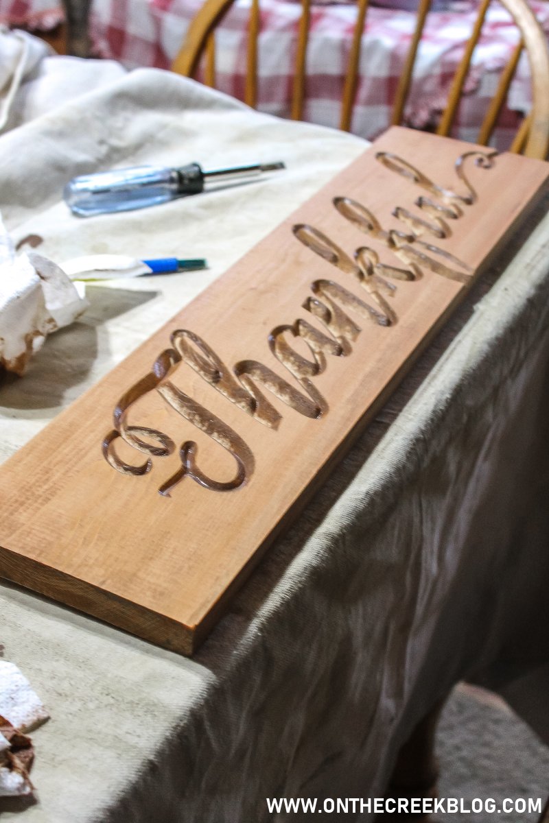 DIY Stained 'Thankful' Sign | On The Creek Blog