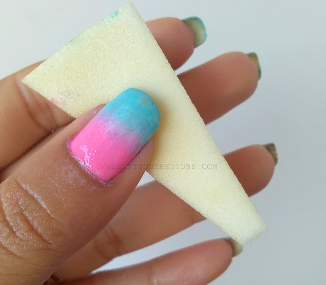 Ombre Nailart with Stencil | Pastel Pink-Blue Gradiant Nails